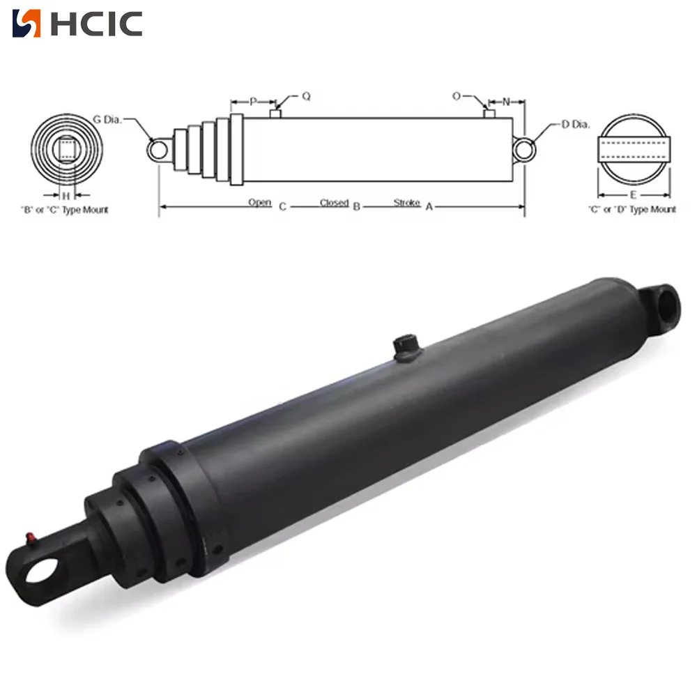 3-Stage Double Acting Telescopic Hydraulic Cylinder